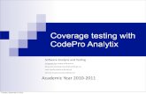 Coverage testing with CodePro Analytix · Exercise 1 Open project: Exercise-3-MathOperators Enable Coverage on this project Execute Unit Test Generate coverage report Report the test