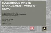 HAZARDOUS WASTE MANAGEMENT: WHAT’S NEW? · unplanned episodic event, you must: – Obtain a RCRA ID Number – Use an hazardous waste manifest and transporter to send episodic waste