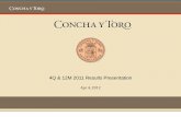 4Q & 12M 2011 Results Presentation - Concha y Toro · 2018-05-17 · 3 3 / 3 Earthquake Insurance • Indemnization: Ch$ 41.725 mm • 2010: Ch$21.294 mm • 2011: Ch$9.754 mm •