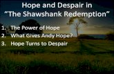 Hope and Despair in “The Shawshank Redemption”thelearningvault.weebly.com/uploads/1/5/9/6/... · “The Shawshank Redemption” 1. The Power of Hope 2. What Gives Andy Hope? 3.