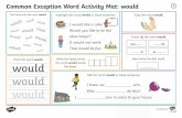 Common Exception Word Activity Mat: would · 2020-07-08 · I will pass the test. Tom had a backstage pass. Trace the word pass. Add the word pass to these sentences. Can you the