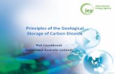 Principles of the Geological Storage of Carbon Dioxide · pores which can allow the fluids to flow through them (permeability). Sandstones and limestones. ... Saline aquifers suitable