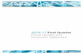 2016-17 First Quarter Fiscal Update and Economic Statement ... · amortization and $37 million for debt servicing costs ($25 million from higher Fiscal Plan borrowing and $12 million