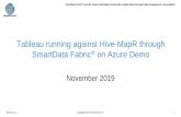 Tableau running against Hive-MapR through SmartData Fabric on …€¦ · Hive-MapR is slow performing complex queries, similar to other Big Data systems. Standardized on Tableau