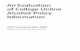 An Evaluation of College Online Alcohol-Policy Information€¦ · Alcohol Abuse and Alcoholism, 2002), a particularly dangerous pattern of consumption. According to the 2005 National