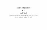 508 Compliance and Alt Text - Indian Health Service€¦ · following examples show insufficient slide Alt text followed by compliant slide text. Why add alt text? Adding Alt text