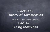 COMP-330 Theory of Computation - McGill Universitycrypto.cs.mcgill.ca/~crepeau/COMP330/LECTURE-16.pdf · 2017-11-07 · Turing Machines. COMP 330 Fall 2017: Lectures Schedule 14.