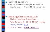 Essential Question: What were the major events of World War II … · 2019-04-16 · Essential Question: –What were the major events of World War II from 1942 to 1945? CPWH Agenda