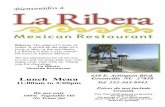 Lunch Menu La Ribera 2018-1larib · PDF file One Shrimp Burrito covered w/ Cheese Sauce. Served w/ One Side. $8.29 Texas Burrito One Chicken or Steak Burrito Stuffed w/ Rice, Lettuce,