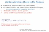 Limits on Intrinsic Charm in the Nucleon · • intrinsic parton distributions move to lower x under QCD evolution . BHPS *: in IMF, transition probability for p to 5-quark state
