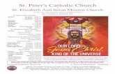 St. Peter’s Catholic Church · Hoy, celebramos la solemnidad de Cristo Rey. Esta celebración conmemora el último domingo de nuestro año litúrgico, por lo tanto, Cristo Rey es
