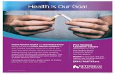 Health Is Our Goal...2019/01/18  · offer smoking cessation classes at no cost to you. These four-week sessions will take you through the quitting process. Each one-hour class combines