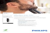 Effortless even trim...Philips Beardtrimmer series 5000 Stubble trimmer 0.2mm precision settings Full metal blades 60 min cordless use/1h charge Integrated hair lift comb BT5200/15