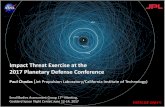 Impact Threat Exercise at the 2017 Planetary Defense ... · Asteroid Impact Exercises • Hypothetical scenario with an asteroid on a collision course with Earth, using realistic