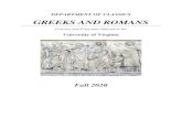 GREEKS AND ROMANS · ROMANS: Courses in the Latin language and Roman literature, and in Roman art, ideas, history, and other aspects of Roman civilization. IV. COMPARATIVE: Courses