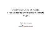 Overview Uses of Radio Identification (RFID) Tags · • Radio Frequency Identification (RFID) refers to systems that uses radio waves to read tags and cards for object identification.