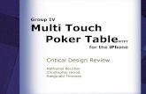 Group IV Multi Touch Poker TableMTPT€¦ · Multi Touch Poker Table MTPT for the iPhone Critical Design Review Nathaniel Boucher ... −The MTPT will interface with up to 4 iPhone/iPod