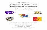 13th Annual Capitol Graduate Research SummitResearch Summit February 2, 2016 Featuring Graduate Student Research from: Fort Hays State University Kansas State University Pittsburg