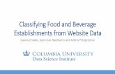 Classifying Food and Beverage Establishments from Website Datacolumbi… · onion, italian, garlic ... rare words such as foreign language terms that may overfit model Incorporate