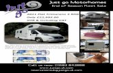 Just go Motorhomes · Just go Motorhomes Specification Call us now: 01582 842888 reservationsuk@justgo.uk.com Additional extras We offer a great range of optional extras that can