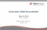 Colorado DSM Roundtable - Xcel Energy · 5/8/2014  · Last meeting – April 18, 2014 Discussed several concept options for pilot Awaiting manufacturers’ data to build assumptions