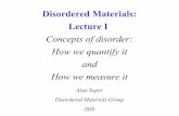 Disordered Materials: Lecture I · over 1km2 releases 5.764×1012 J (=1 cycle of ISIS!). So how do you characterise structure in a disordered system? By counting. ... • Typical