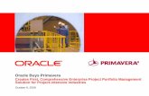 Oracle Buys Primavera - cronininc.comcronininc.com/docs/primavera-general-presentation.pdf · • Opportunities for enterprise-wide rollout of end-to-end solutions. ... • Access