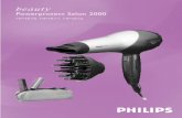 Powerprotect Salon 2000 · 2004-05-17 · dull and frizzy.Whereas normal hairdryers can heat up the hair to very high temperatures (approx.80cC),the Powerprotect Salon 2000 features