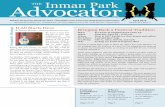 Advocator THE Inman Park · The content and opinions of a published article or letter represent the opinions of the author and not the opinion of IPNA, its Board of Directors and/or