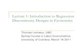 Lecture 1: Introduction to Regression Discontinuity ...€¦ · Plan of the three lectures on regression discontinuity designs! Lecture 1: " Introduction to regression discontinuity
