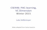 CSE446:’PAC*learning,’’ VCDimension Winter’2015’courses.cs.washington.edu/courses/cse446/15wi/slides/cse446wi15... · CSE446:’PAC*learning,’’ VCDimension Winter’2015’
