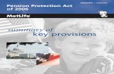 summary of key provisions - MetLife · 2006-11-20 · 1 On August 17, 2006, the Pension Protection Act of 2006 (“Act”) was enacted. The legislation includes a variety of provisions