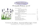 Wholesale Price List - Green Valley Aromatherapy · Green Valley Aromatherapy Retail Price List April 15th, 2016 4 Essential Oil Blends All of Green Valley Aromatherapy’s Blends