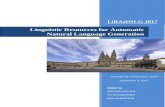 Linguistic Resources for Automatic Natural Language Generation · The Linguistic Resources for Automatic Natural Language Generation (LiRA@NLG) workshop of the International Natural