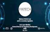 Mexican FinTech Law and its secondary regulation Luis ...pubdocs.worldbank.org/en/468021560127606898/FinSAC... · Main uses: e-commerce, funds transfers, P2P payments, payment of
