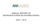 Annual Report of Representation on Outside Bodies - 14th ......Portfolio Holders Board Eastern Agri-Tech Programme Delivery Board East-West Rail Consortium Central Section Member Steering