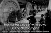 The market value of wind power in the Nordic region ... · Wind value factor: Sweden vs. Germany The market value of wind power drops in both countries, but the drop is less pronounced
