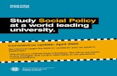 Social Policy at Edinburgh - ed.ac.uk · Social Policy is concerned with the ways in which public policies, market forces and social institutions affect well-being in contemporary