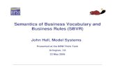 Semantics of Business Vocabulary and Business Rules (SBVR)miw:miw08... · Semantics of Business Vocabulary and Business Rules (SBVR) John Hall, Model Systems Presented at the BPM
