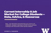 Current Internship & Job Market for College Students Data, … · 2020-05-18 · Current Internship & Job Market for College Students – Data, Advice, & Resources Note –The information