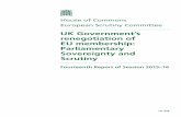 House of Commons European Scrutiny Committee · UK Government’s renegotiation of EU membership: Parliamentary Sovereignty and Scrutiny 5 1 Introduction The renegotiation commitment