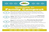 Welcome to Family Campout · Family Campout Schedule SATURDAY 10:00 Setup “Campsite” 11:30 Picnic (Grab your Conversation Jar) 12:30 Scavenger Hunt (Envelope 2) 2:30 Family Worship