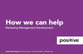 How we can help - Marketing Management Development · your marketplace, awareness of the challenges and appreciation of the customers. Providing insight and inspiration Acting as