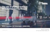 The role of physical testing in the CAV engineering lifecycle · © HORIBA MIRA Ltd. 2019 Tim Edwards Senior Consultant, CAV Technologies. HORIBA MIRA The role of physical testing