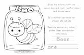 Bees live in hives with one queen bee and many worker bees ... · queen bee and many worker bees and drone bees. If a worker bee uses her stinger she will die. Bees sip nectar and