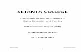 Setanta College...Setanta College Self Evaluation Report 1 SETANTA COLLEGE Institutional Review of Providers of Higher Education and Training Self Evaluation Report (SER) Executive