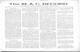 The M. A. C. RECORDspartanhistory.kora.matrix.msu.edu/files/1/4/1-4... · success. The young ladies will have the refreshment privileges. A nominal fee of ten or fifteen cents will