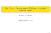 High Energy Density Matter- Building a relativistic ... · 1/8/2016  · microscopic energy spectrum and the corresponding eigenfunctions, Use the calculated energy spectrum to deﬁne
