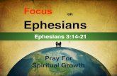 on Ephesians · 2020-02-18 · Ephesians Pray For Spiritual Growth Ephesians 3:14-21. 1.Believers prayer 2.Relationship between the Godhead 3.The roles each of the Godhead play 4.The