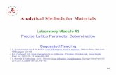 Analytical Methods for Materialsweavergroup.ua.edu/uploads/4/8/9/0/48901279/lab_3... · 2018-10-08 · Analytical Methods for Materials Laboratory Module #3 Precise Lattice Parameter